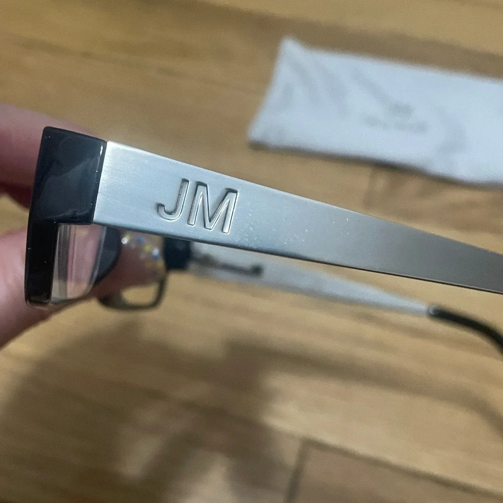 JM New York Women Black Rectangular Reading Glasses +3.00 Magnification Silver